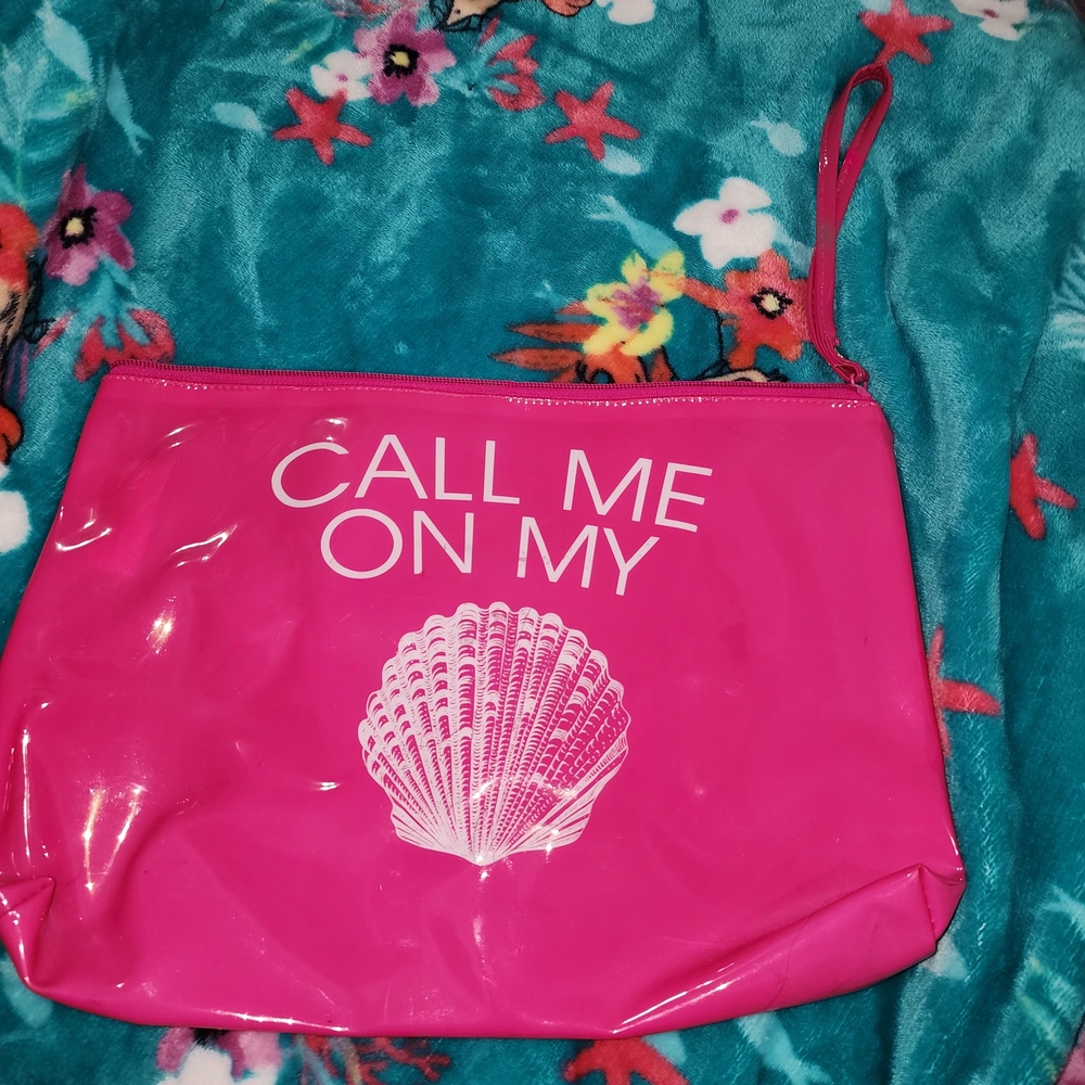 Pink Shell-Print Over Sized Pouch - Unbranded